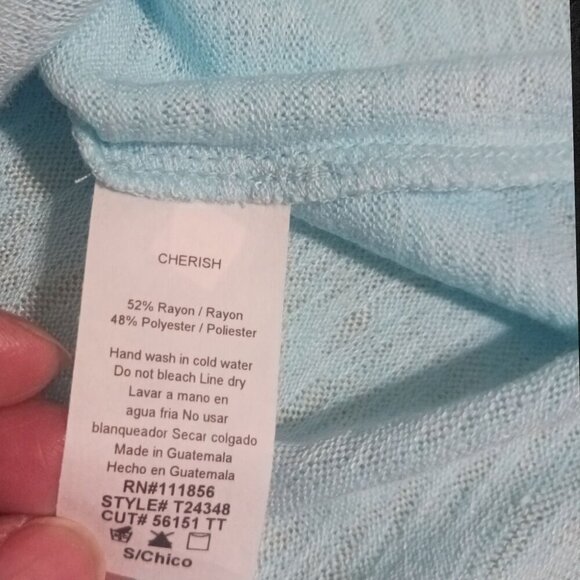 Cherish Light Blue V-Neck Short Sleeve Top Small size - Picture 8 of 9
